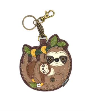 Key fob/coin purse - Sloth and Baby
