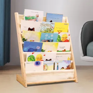 Kids Canvas Sling Bookshelf Children's Bookcases and Storage 6 Tiers