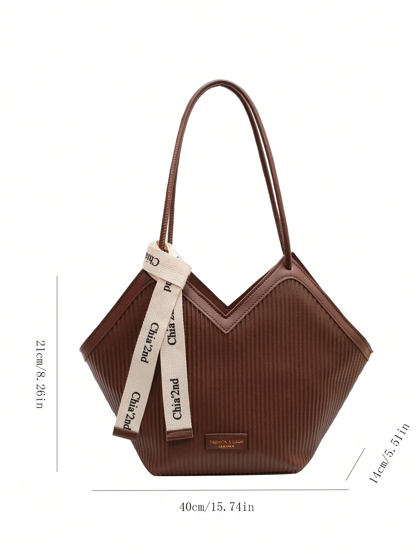 Large-Capacity Double-Handle Contrast Design Shoulder Tote Bag