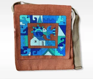 LARGE Crossbody with Flap and Zipper- Cartera bandolera de Yute Pintada y hecha a mano