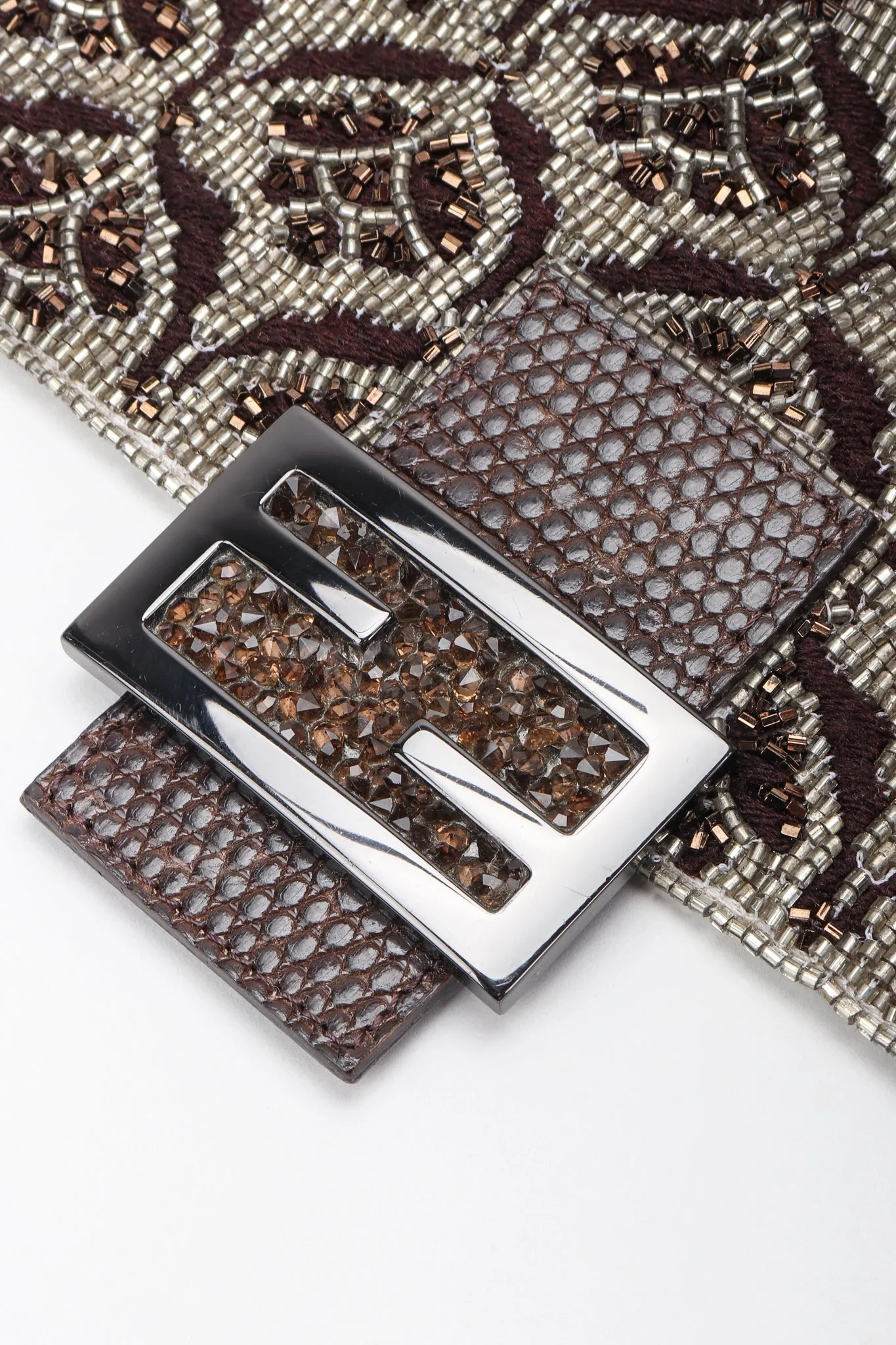 Lizard-Trim Damask Beaded Baguette