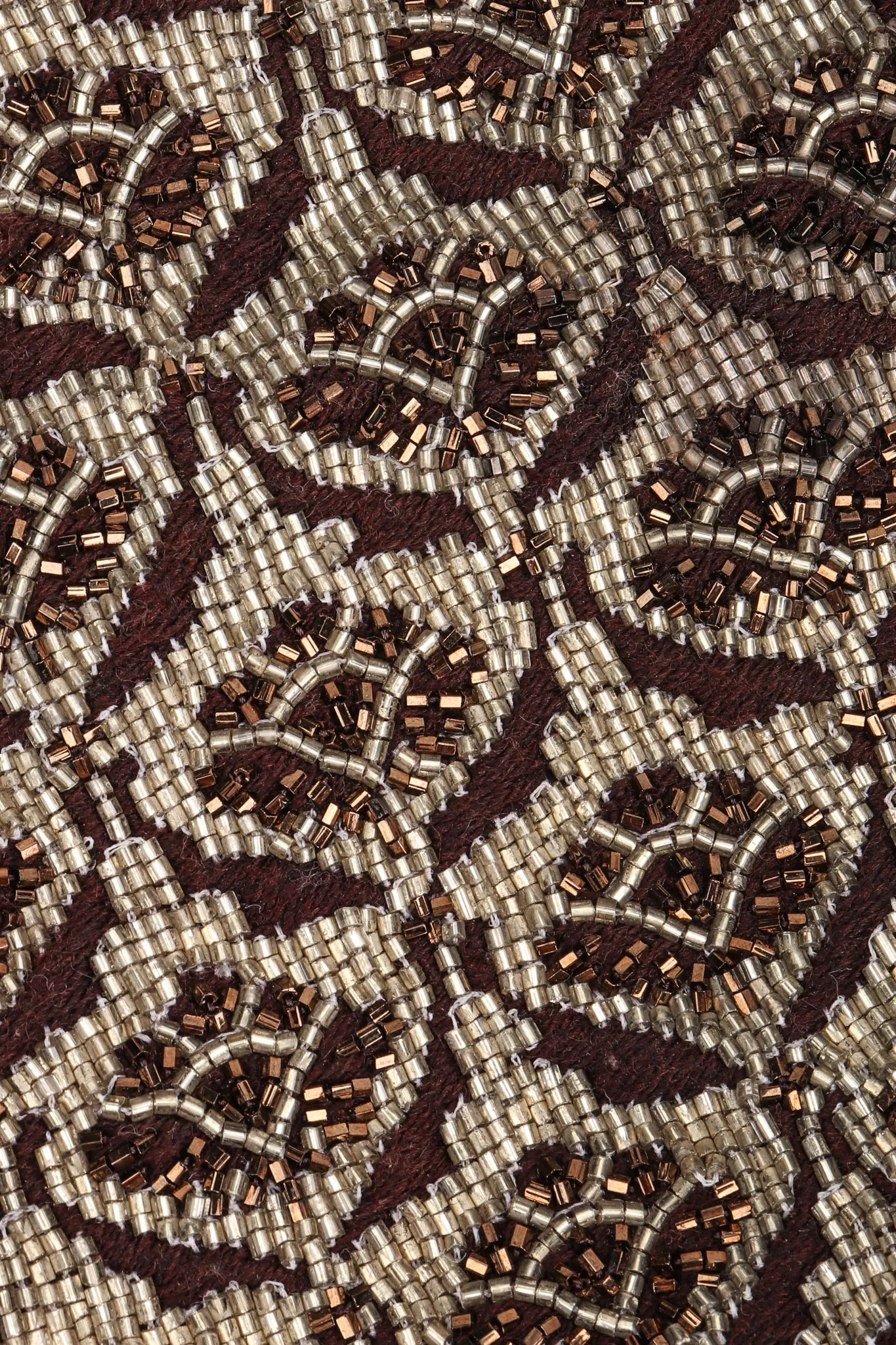 Lizard-Trim Damask Beaded Baguette