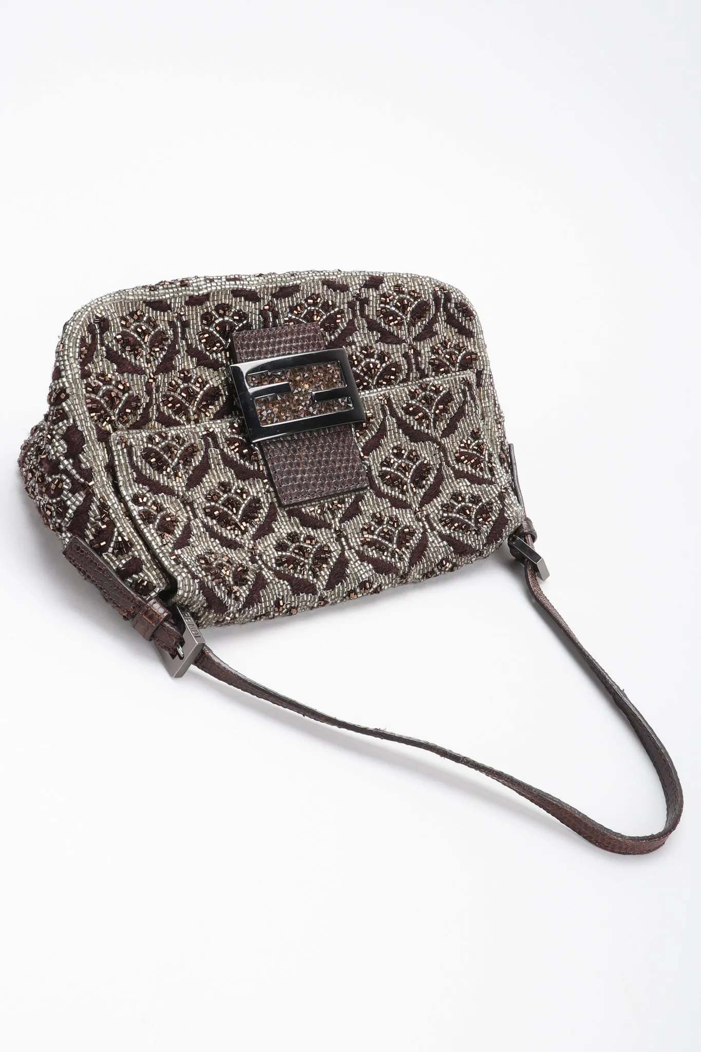 Lizard-Trim Damask Beaded Baguette