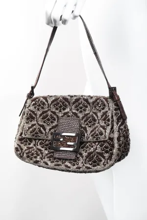 Lizard-Trim Damask Beaded Baguette