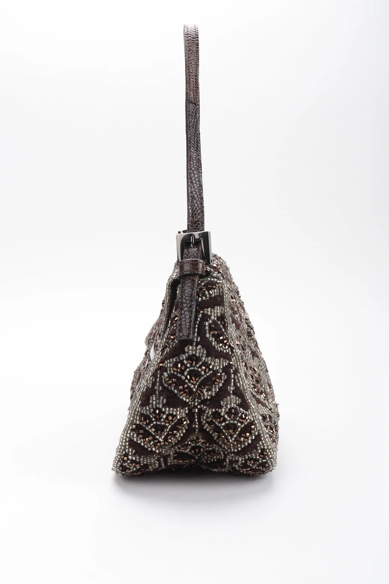 Lizard-Trim Damask Beaded Baguette