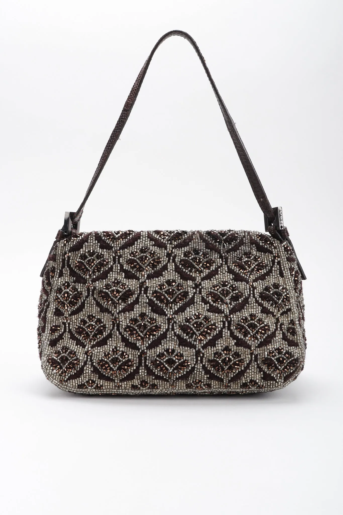 Lizard-Trim Damask Beaded Baguette