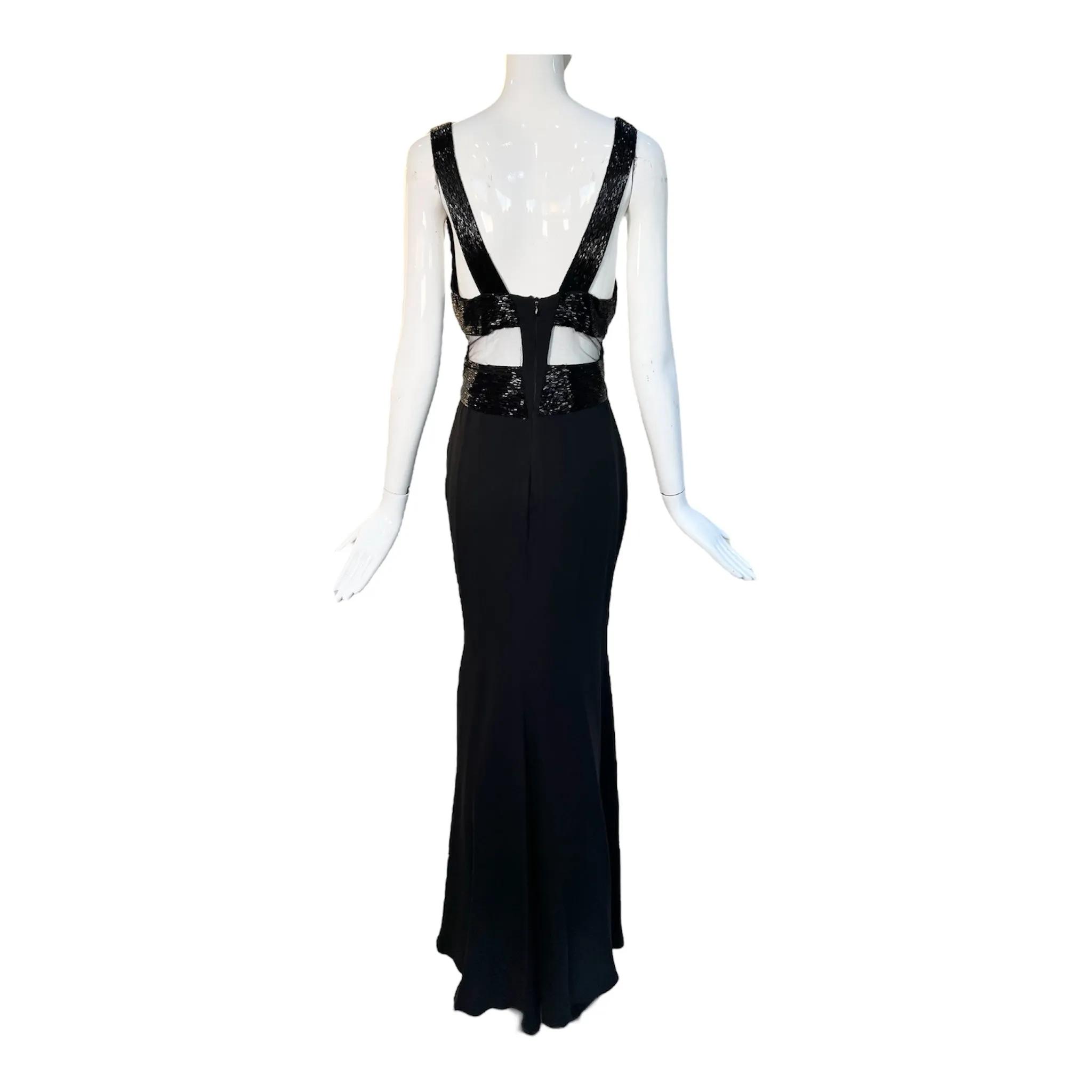 Lorena Sarbu 2014 Fall RTW Black Peek-A-Boo Beaded Bodice Gown