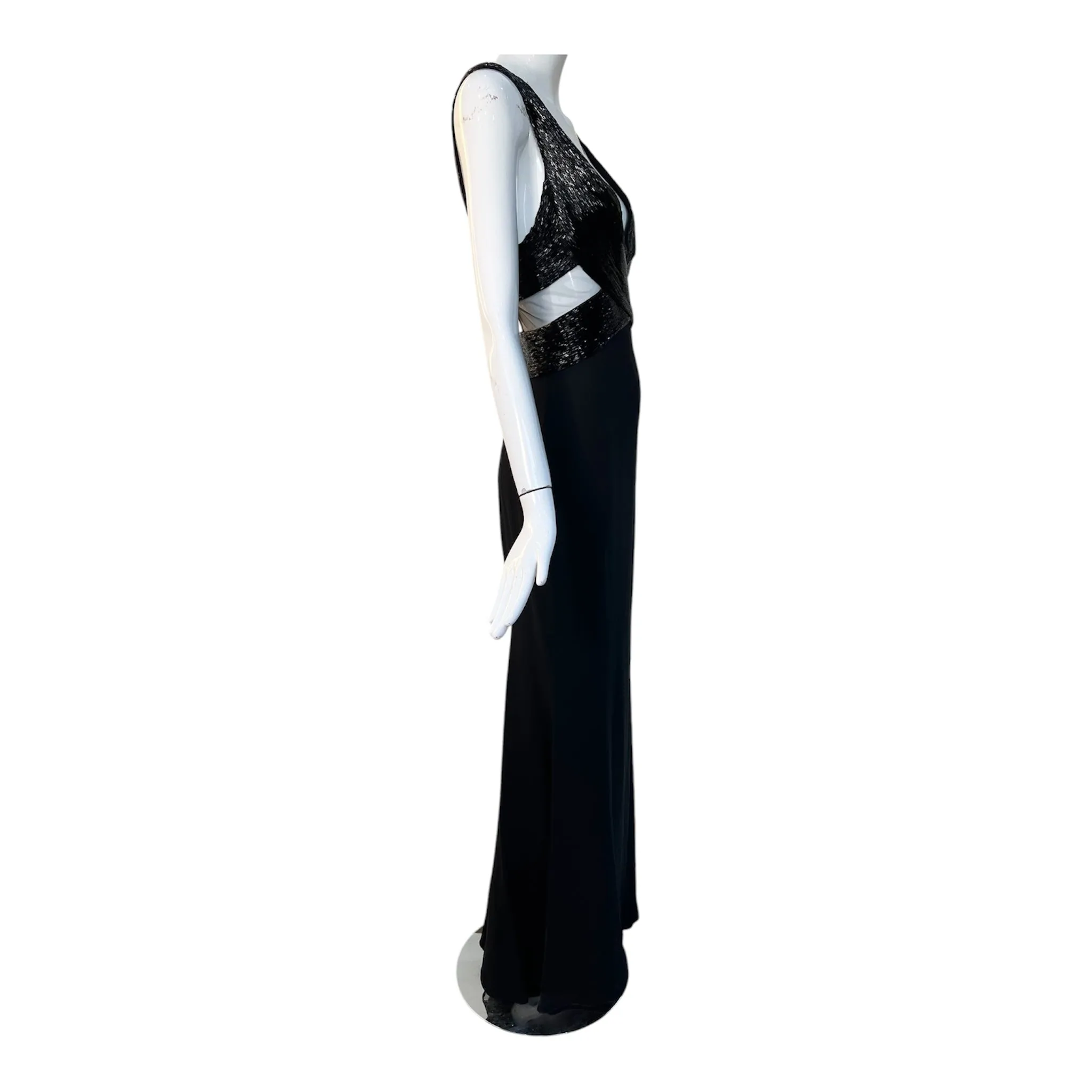 Lorena Sarbu 2014 Fall RTW Black Peek-A-Boo Beaded Bodice Gown