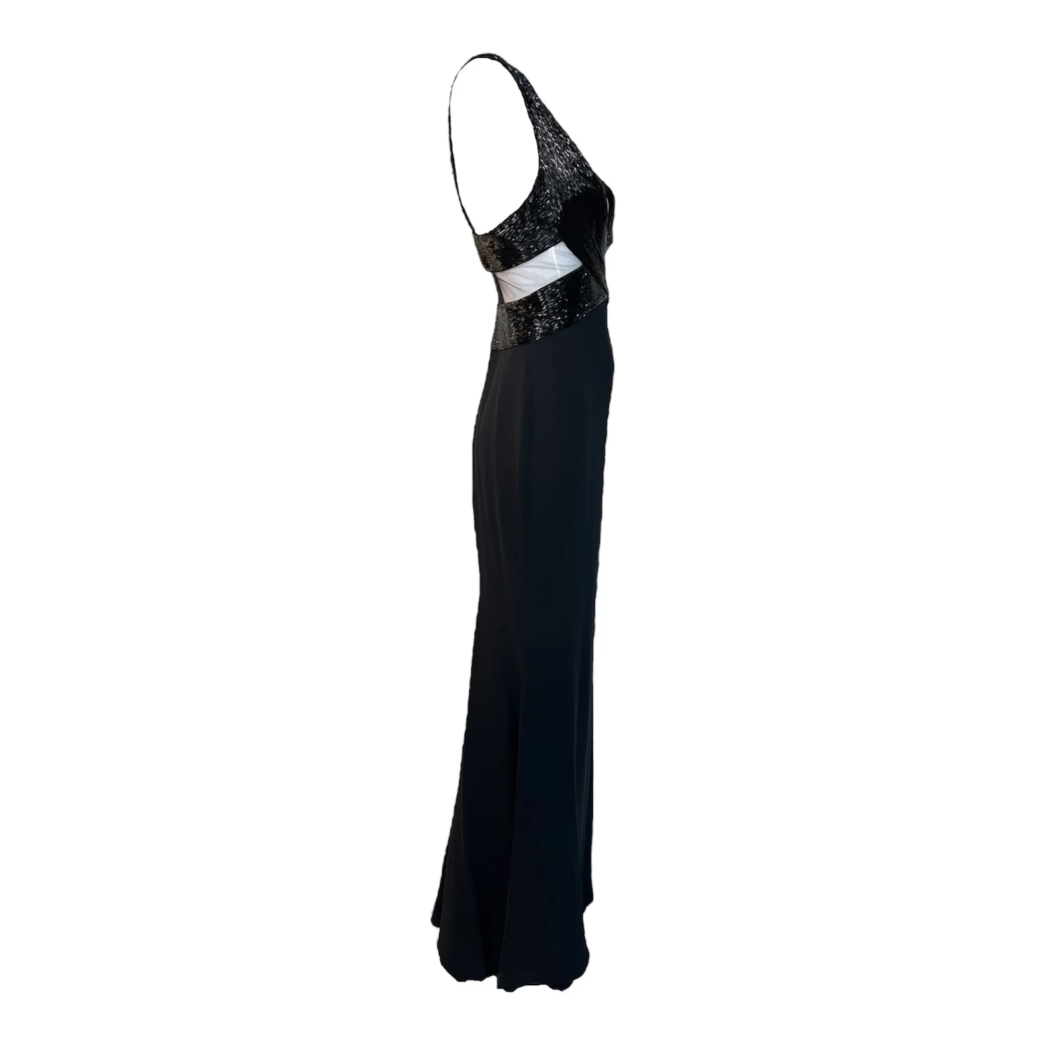 Lorena Sarbu 2014 Fall RTW Black Peek-A-Boo Beaded Bodice Gown