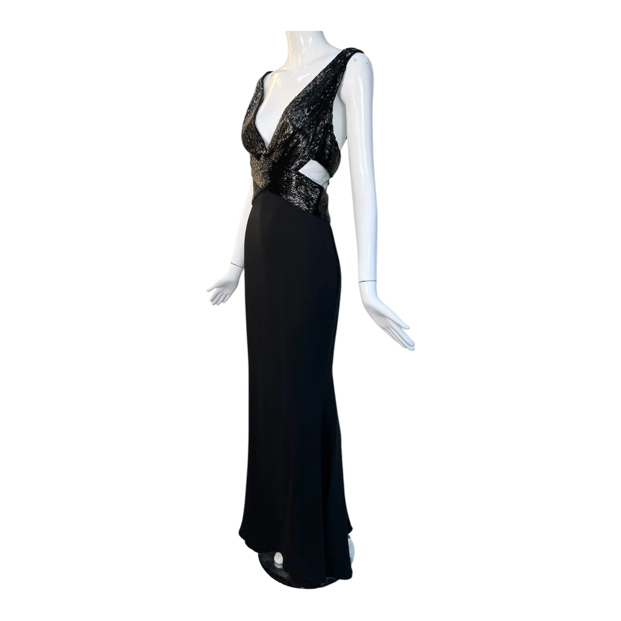 Lorena Sarbu 2014 Fall RTW Black Peek-A-Boo Beaded Bodice Gown