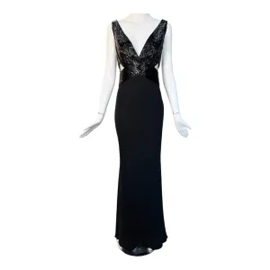 Lorena Sarbu 2014 Fall RTW Black Peek-A-Boo Beaded Bodice Gown