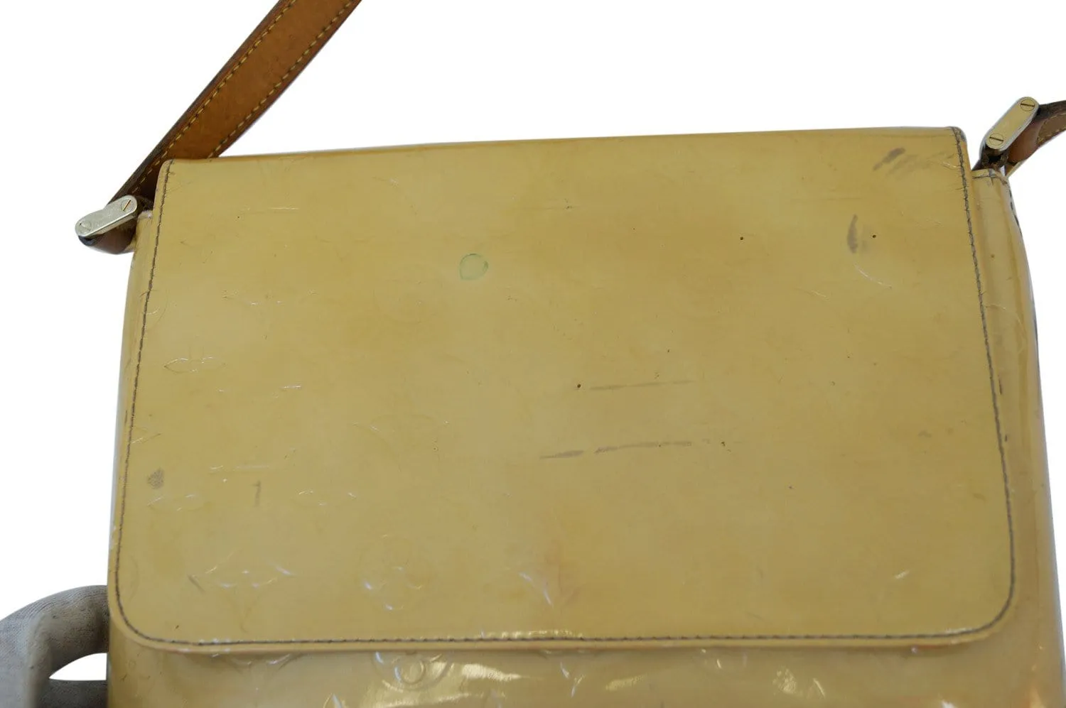LOUIS VUITTON Beige Monogram Vernis Thompson Street Bag