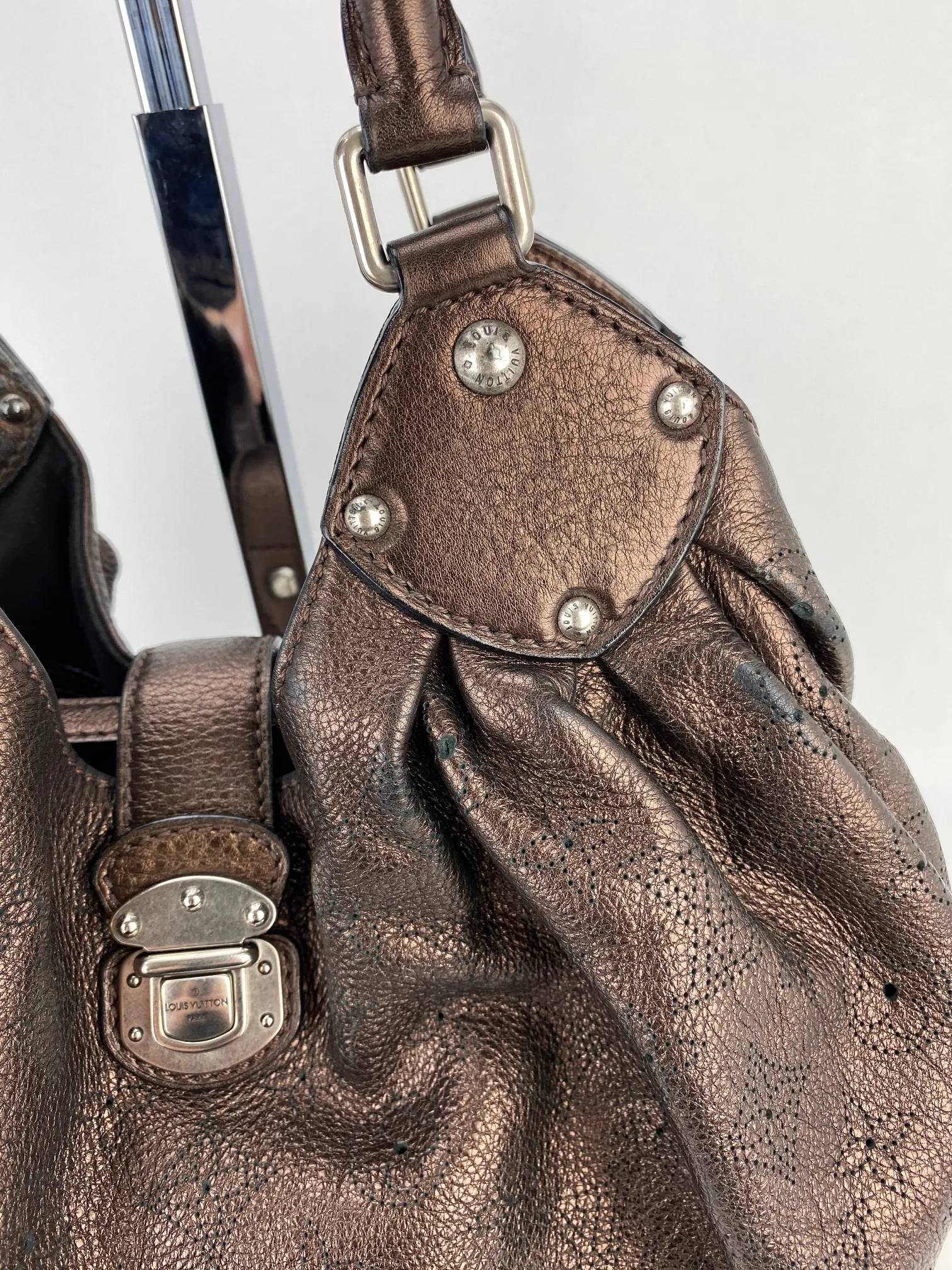 Louis Vuitton Large Mahina Metallic Bronze Leather Shoulder Bag