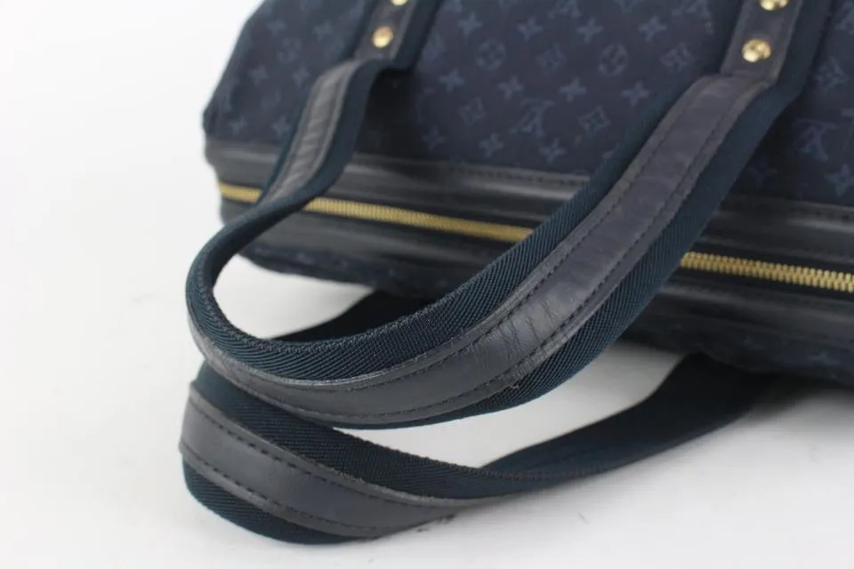 Louis Vuitton Navy Monogram Mini Lin Josephine GM Boston Speedy Bag 910lv4
