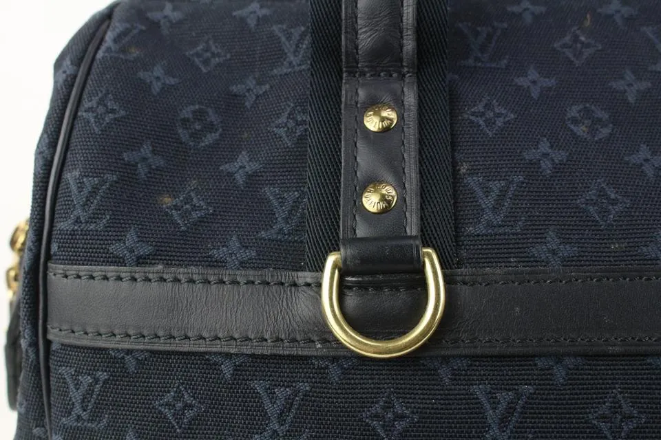 Louis Vuitton Navy Monogram Mini Lin Josephine GM Boston Speedy Bag 910lv4