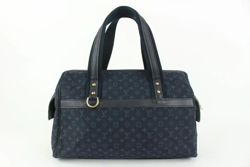 Louis Vuitton Navy Monogram Mini Lin Josephine GM Boston Speedy Bag 910lv4