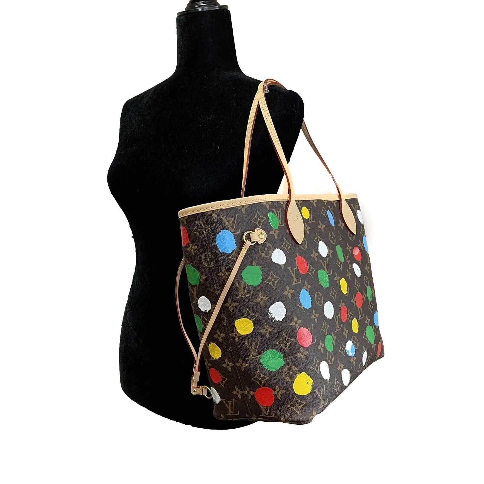Louis Vuitton x Yayoi Kusama Monogram Neverfull MM Painted Dots NEW W/ Pochette