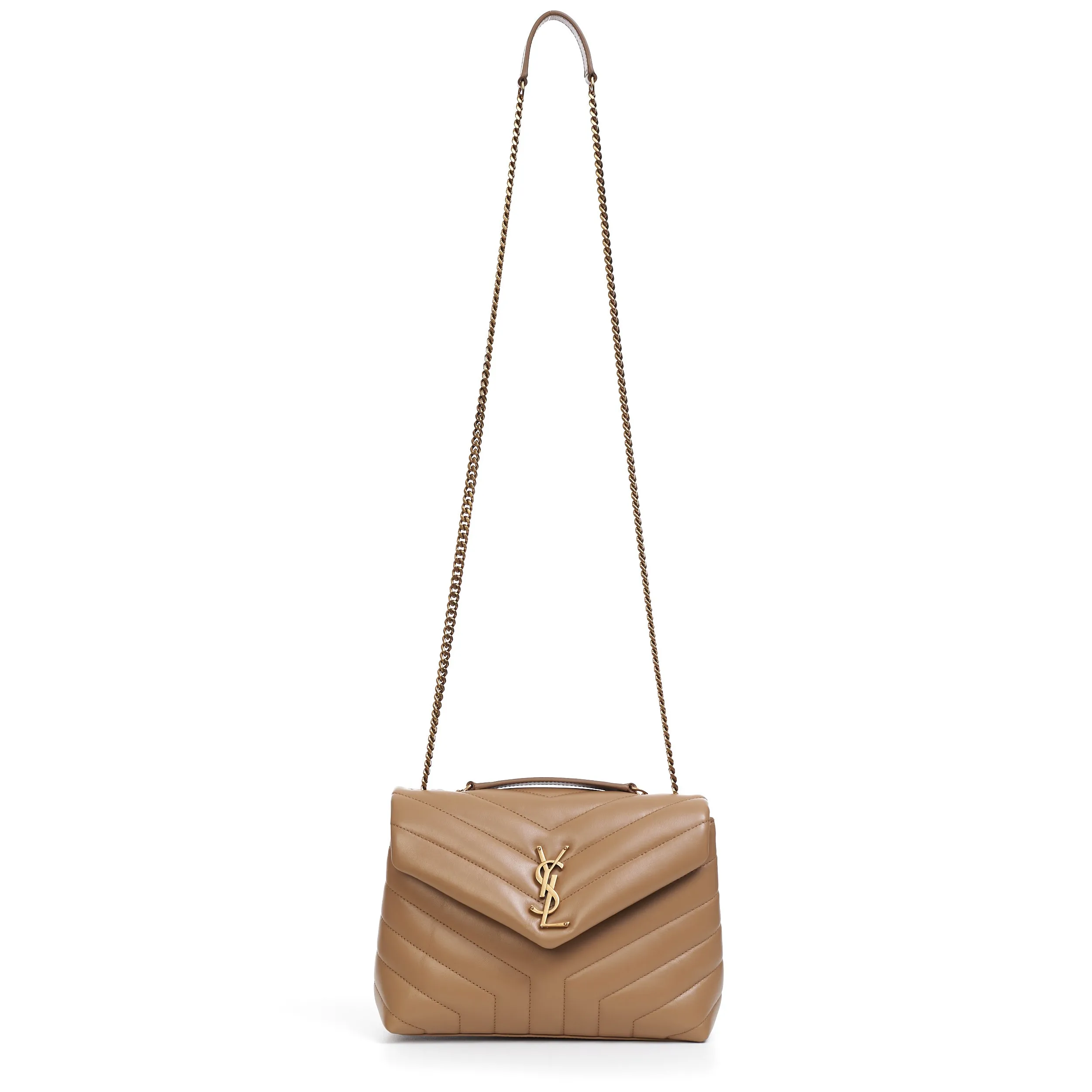 Loulou Small Chain Bag In Tan Quilted "Y" Leather