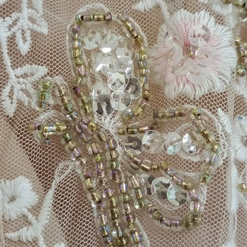 Luxury Beading Sequined Mesh Flower Embroidery Dresses