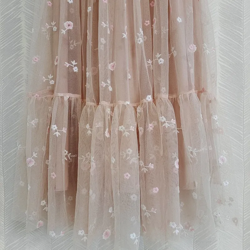 Luxury Beading Sequined Mesh Flower Embroidery Dresses