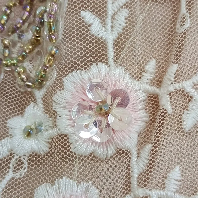 Luxury Beading Sequined Mesh Flower Embroidery Dresses