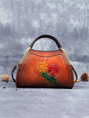 Luxury Handbags Designer Genuine Leather Retro Embossed Cowhide Shoulder & Crossbody Bags