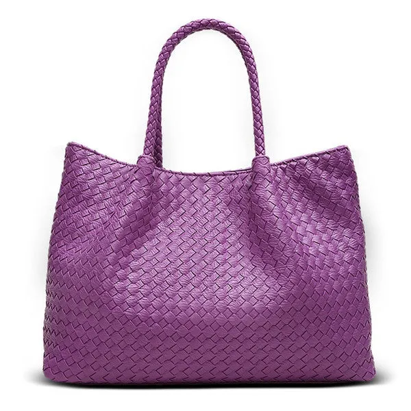 Luxury Minimalist Weave Large Capacity Women Designer Handbags High Quality Leather Composite Tote Bag Knitting