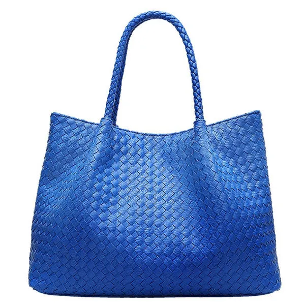 Luxury Minimalist Weave Large Capacity Women Designer Handbags High Quality Leather Composite Tote Bag Knitting