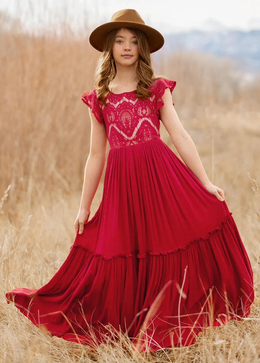 Macy Dress in Crimson