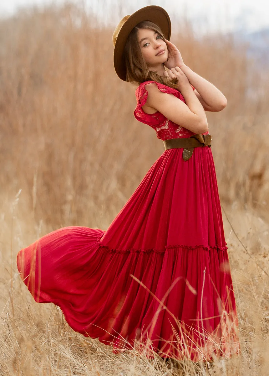 Macy Dress in Crimson