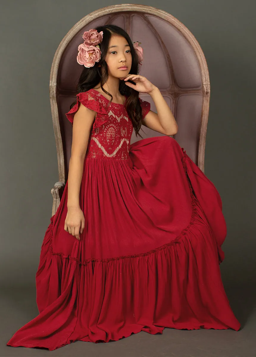 Macy Dress in Crimson