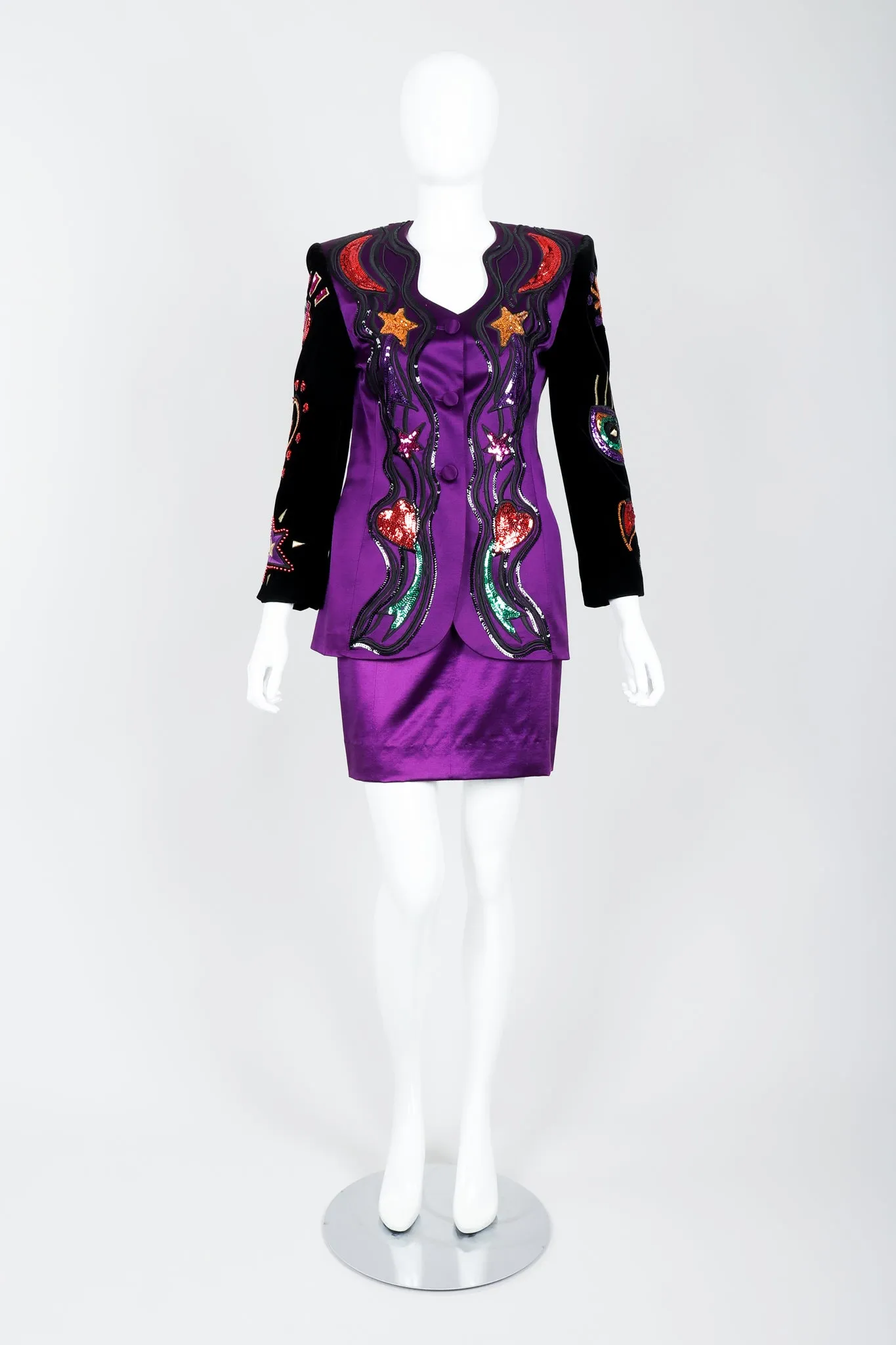 Magic Eye Satin Jacket & Skirt Set