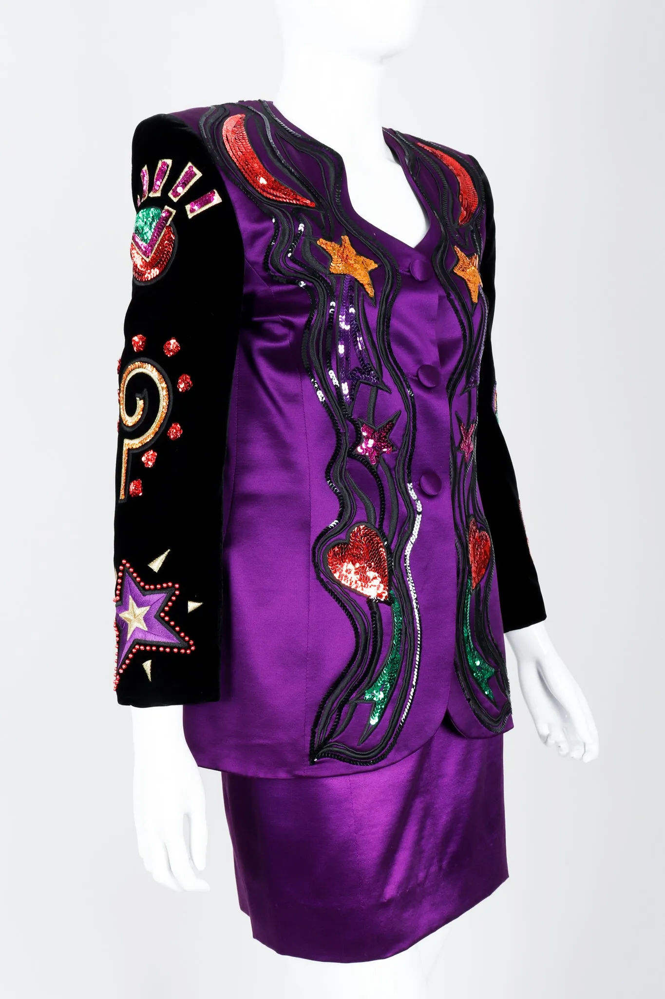 Magic Eye Satin Jacket & Skirt Set