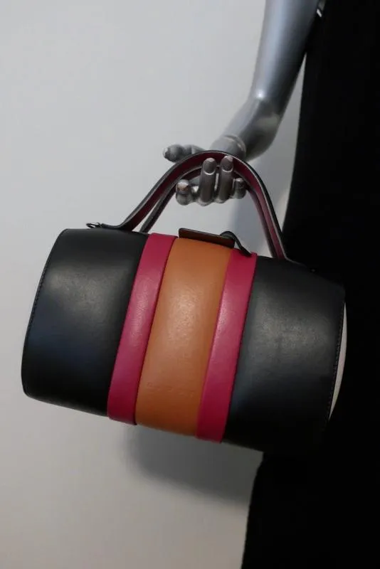 Marni Duffle Bag Black/Multicolor Striped Leather Small Crossbody Bag