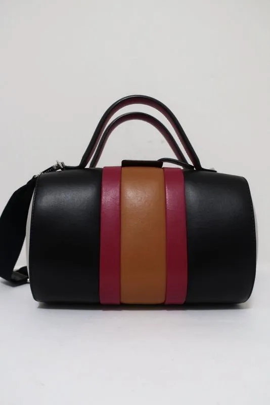 Marni Duffle Bag Black/Multicolor Striped Leather Small Crossbody Bag