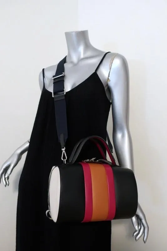 Marni Duffle Bag Black/Multicolor Striped Leather Small Crossbody Bag