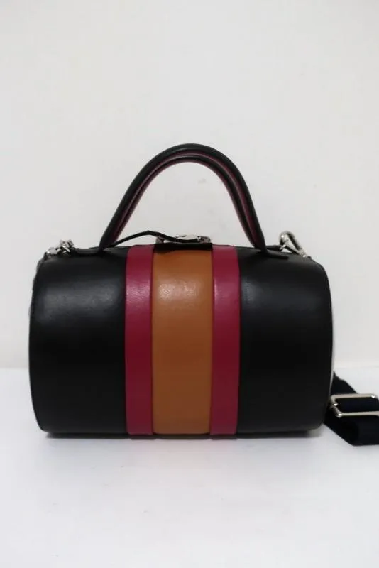 Marni Duffle Bag Black/Multicolor Striped Leather Small Crossbody Bag