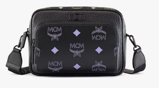 MCM Klassik Crossbody in Color Splash Logo Leather-MMRCSSX02-Dahlia Purple summer Green U6
