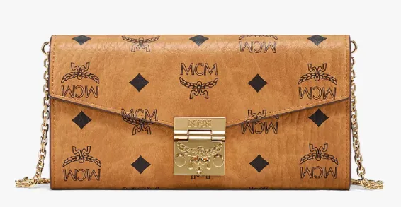 MCM Wallet on Chain Patricia Visetos Flap-MYLAAPA02- Cognac- Large