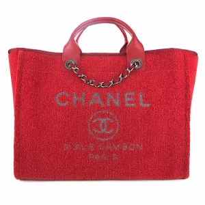 Medium Glitter Deauville Tote in Red Lurex