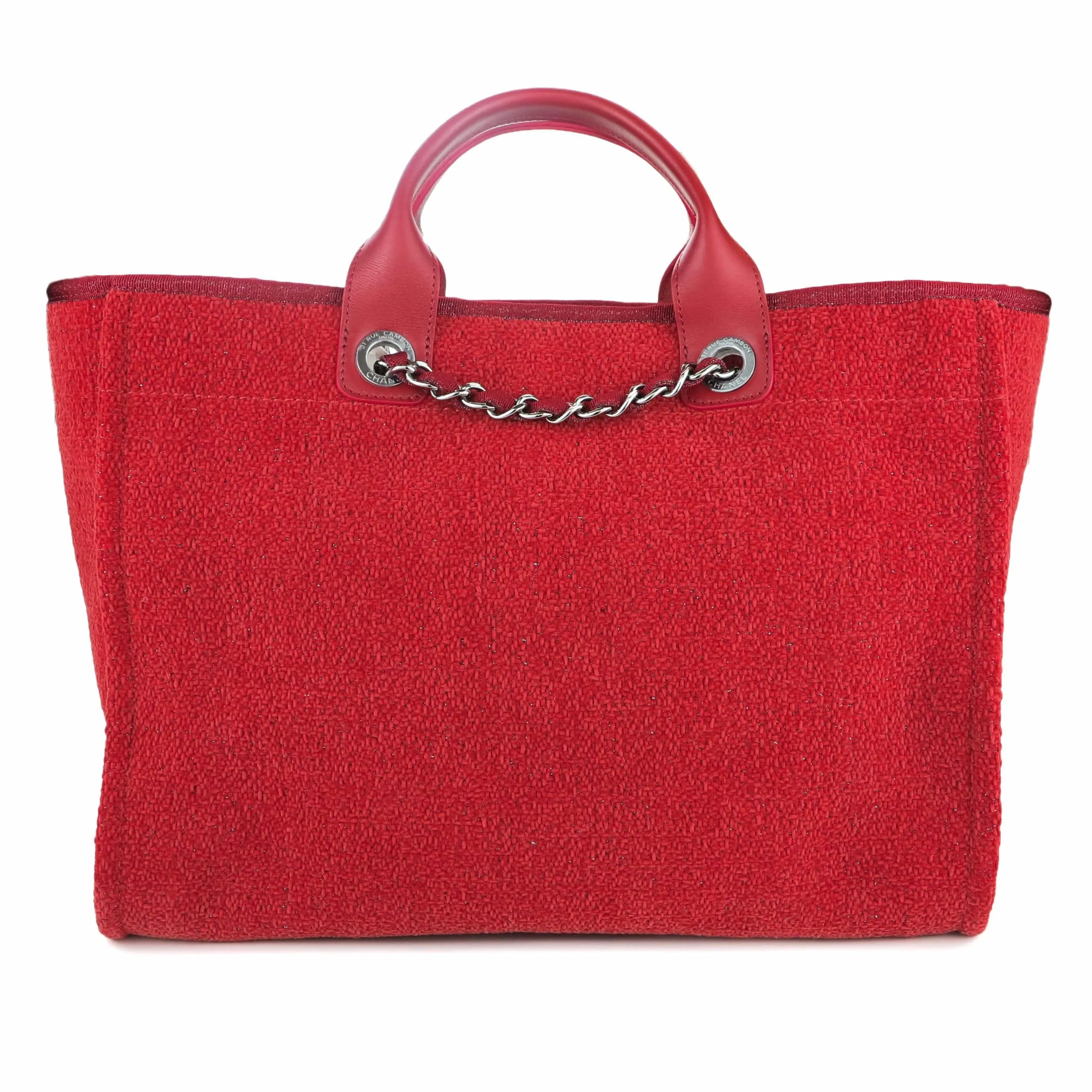 Medium Glitter Deauville Tote in Red Lurex