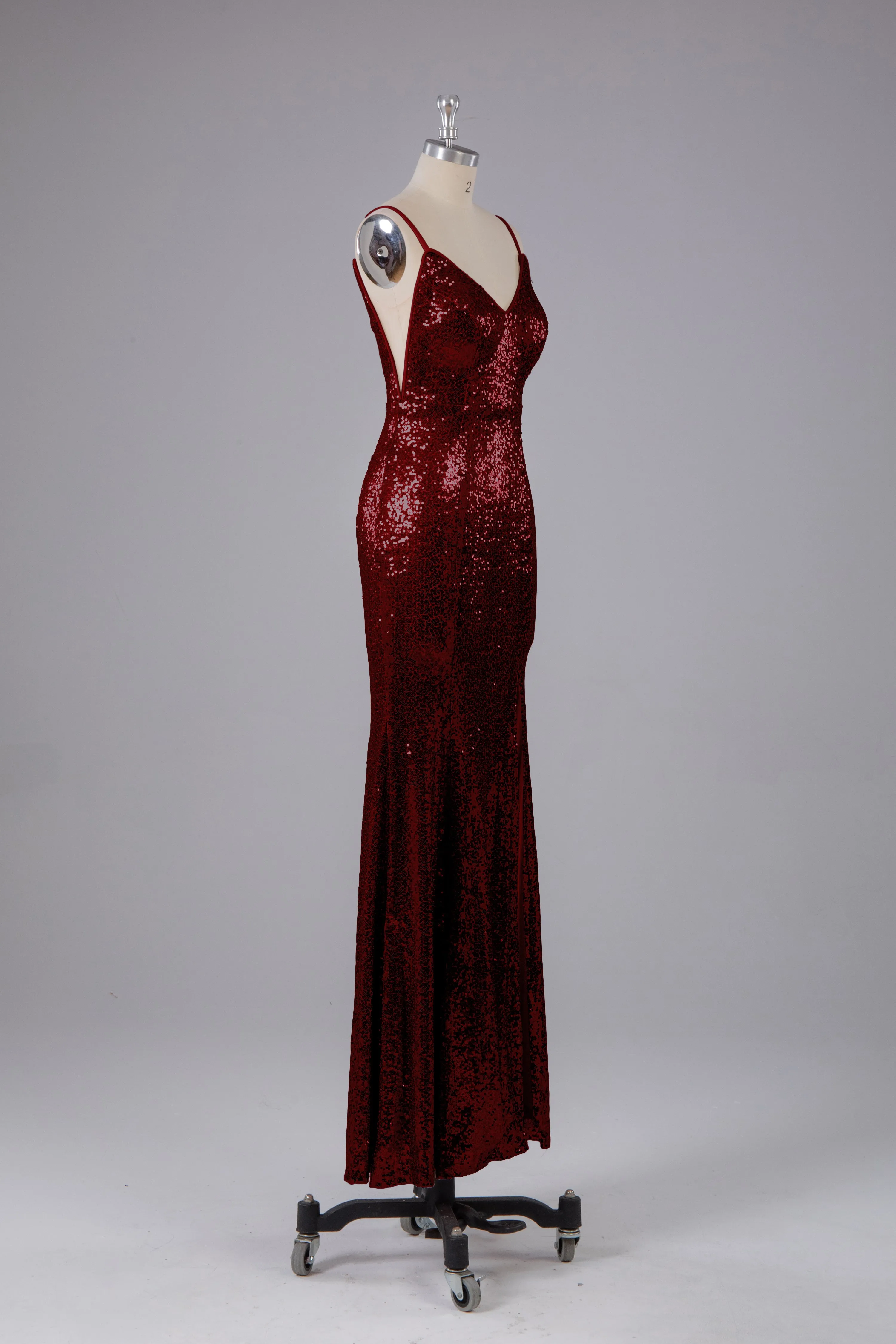 Mermaid Sequins Spaghetti Straps Long Bridesmaid Dress