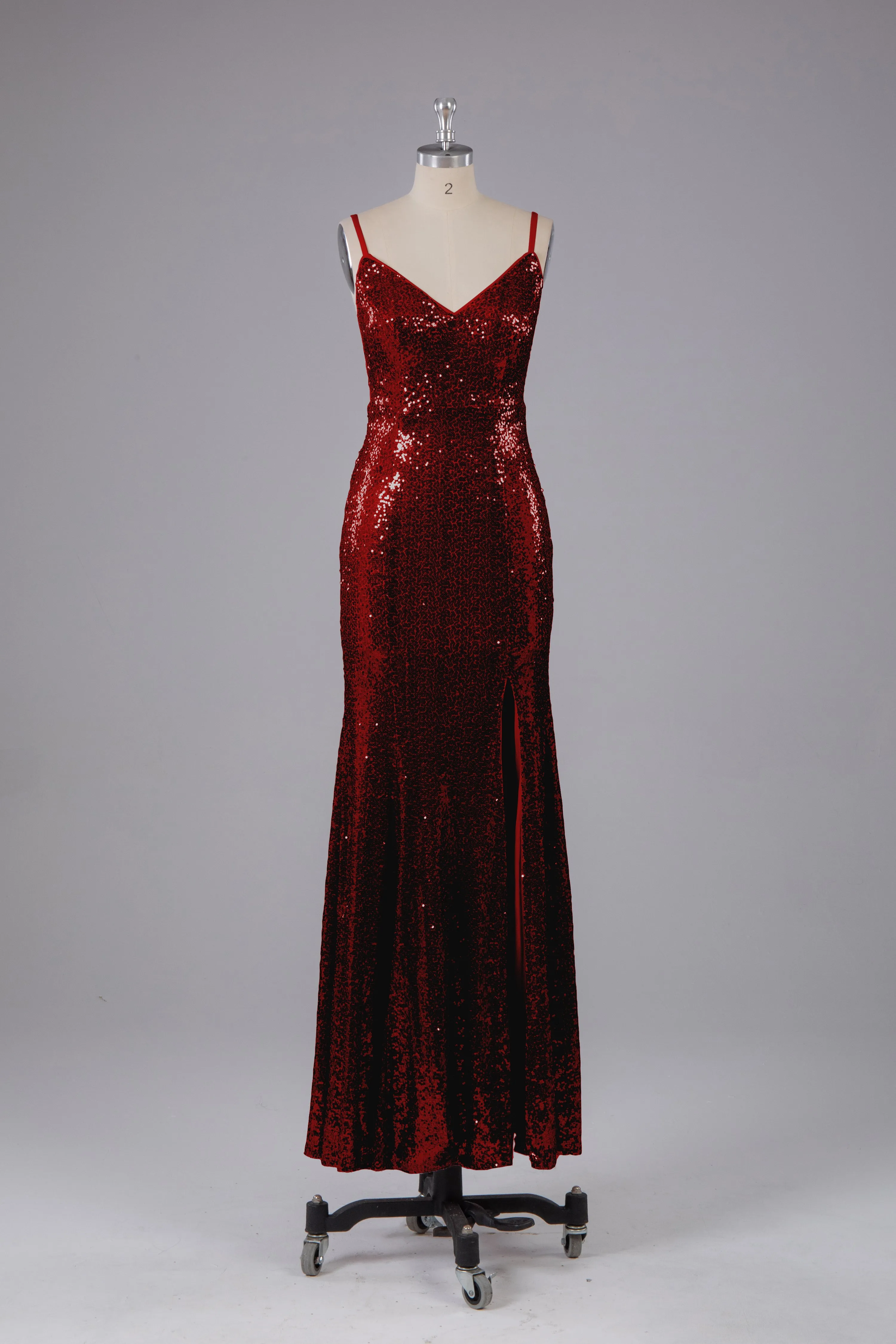 Mermaid Sequins Spaghetti Straps Long Bridesmaid Dress