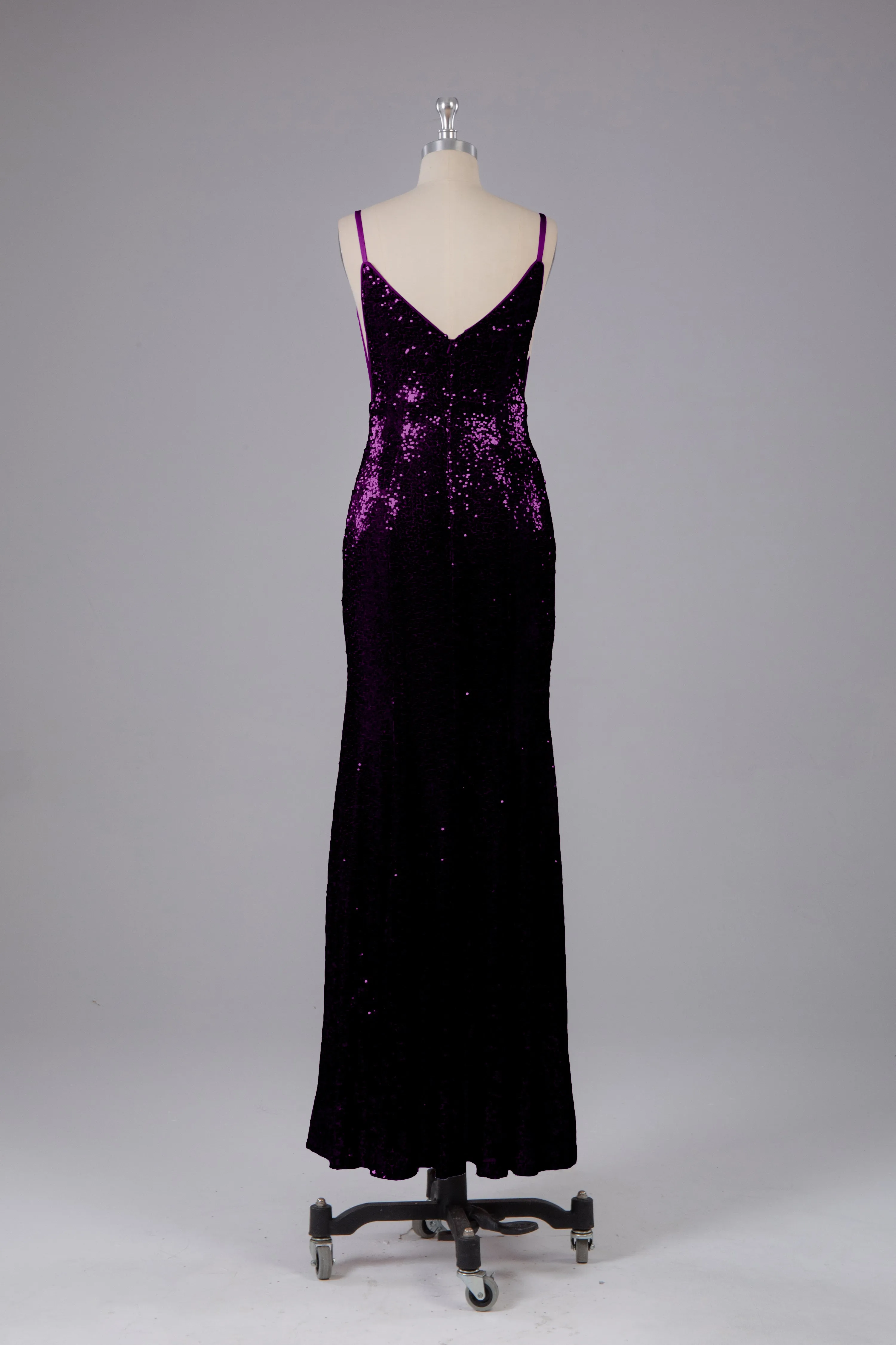 Mermaid Sequins Spaghetti Straps Long Bridesmaid Dress