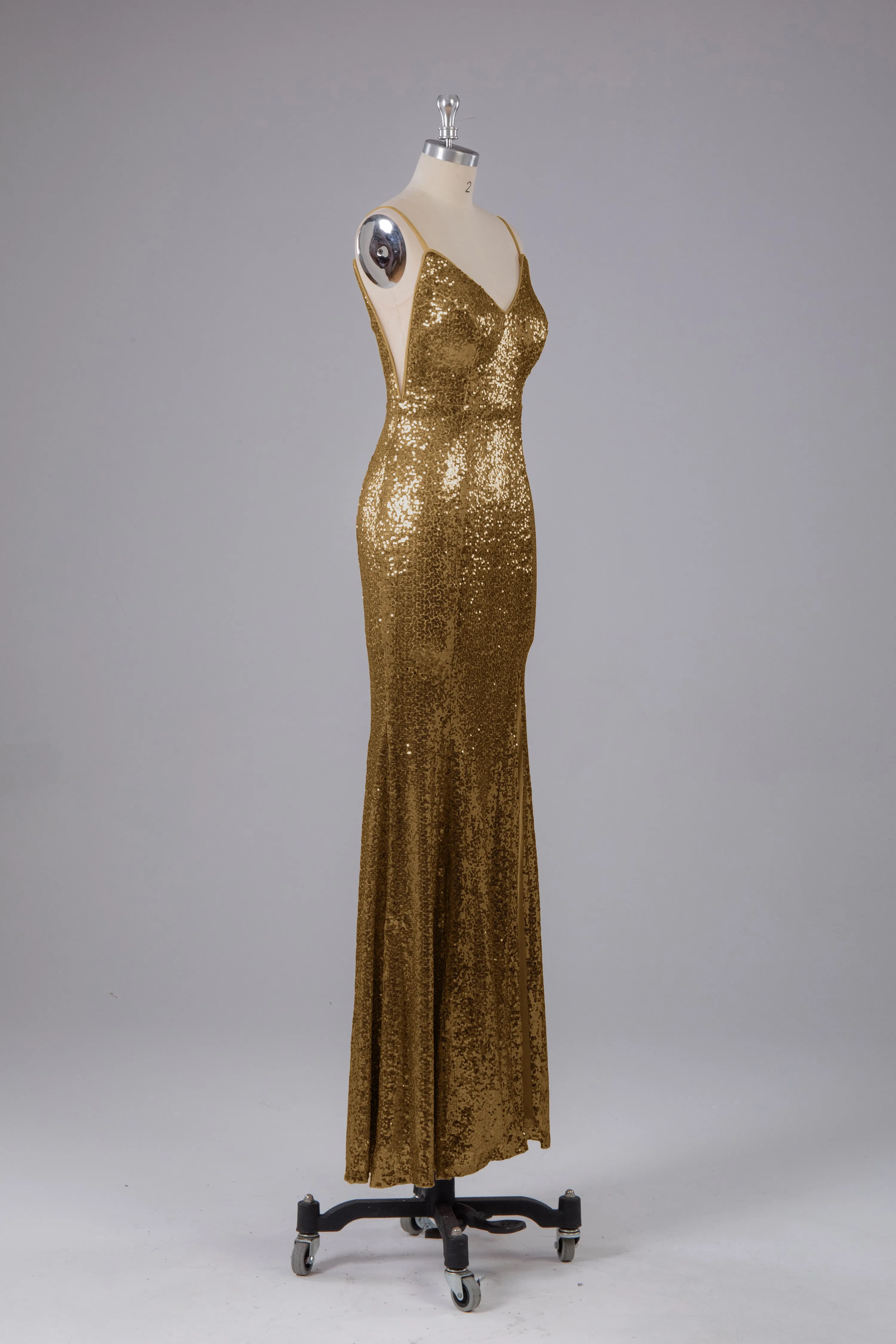 Mermaid Sequins Spaghetti Straps Long Bridesmaid Dress
