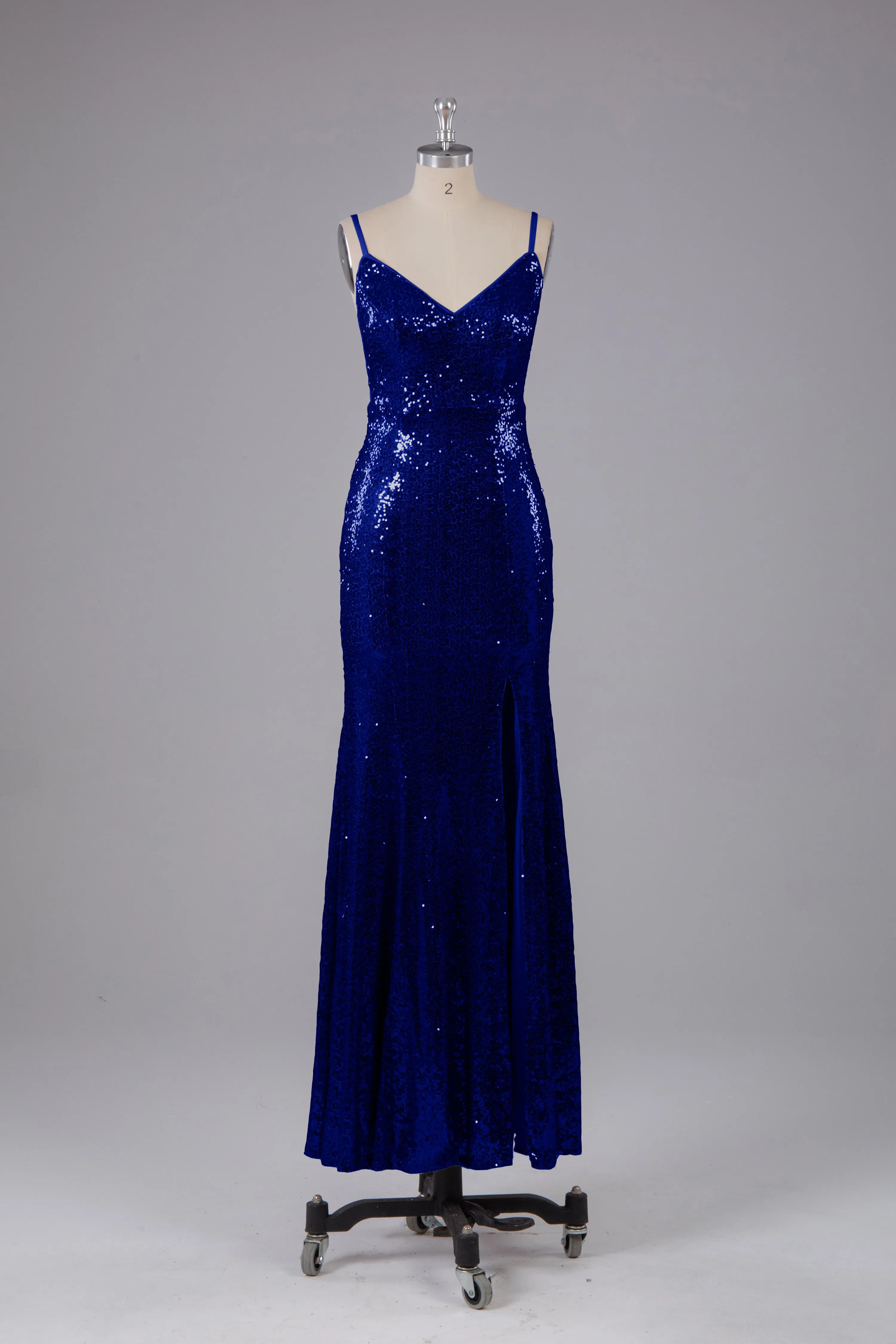 Mermaid Sequins Spaghetti Straps Long Bridesmaid Dress