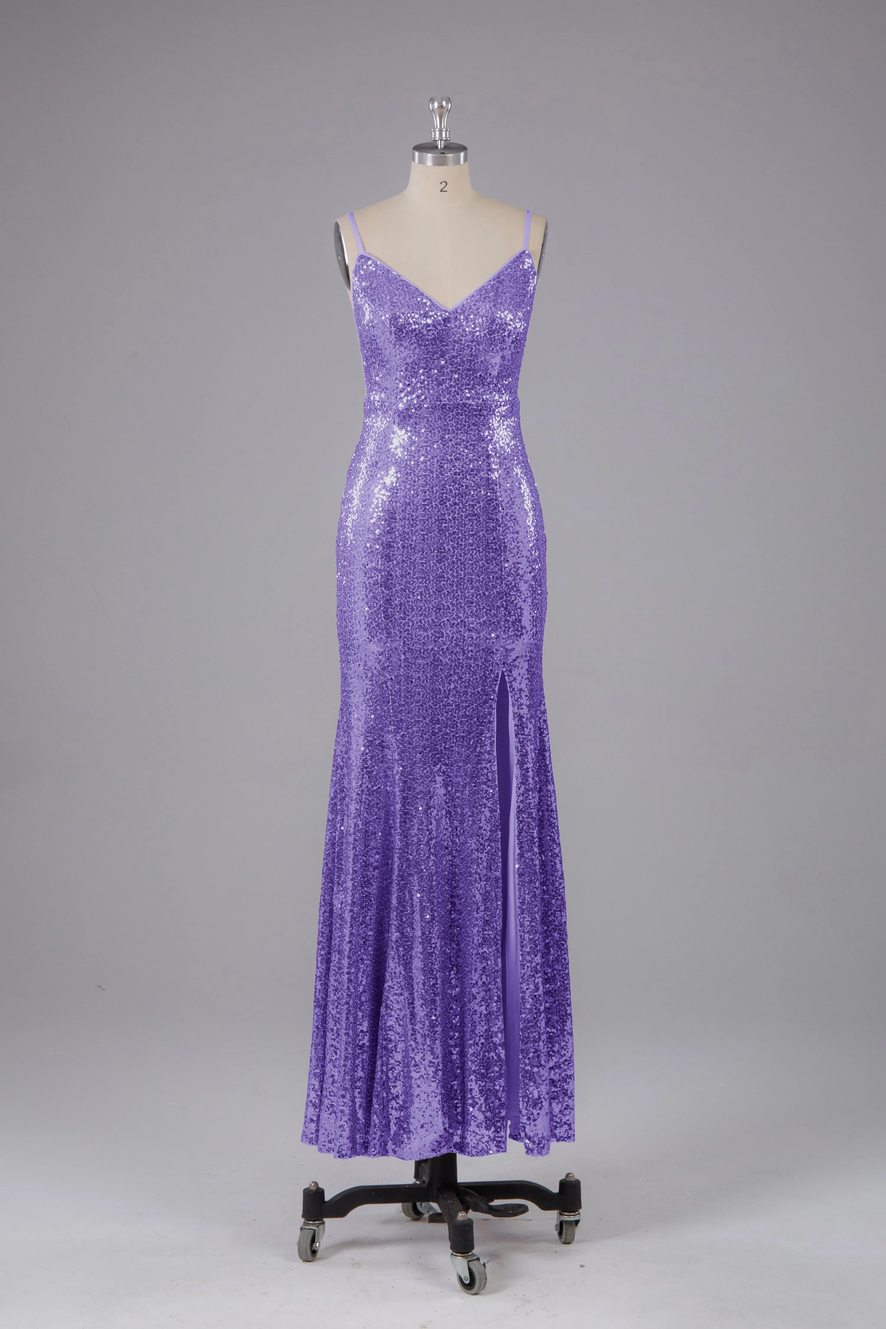 Mermaid Sequins Spaghetti Straps Long Bridesmaid Dress