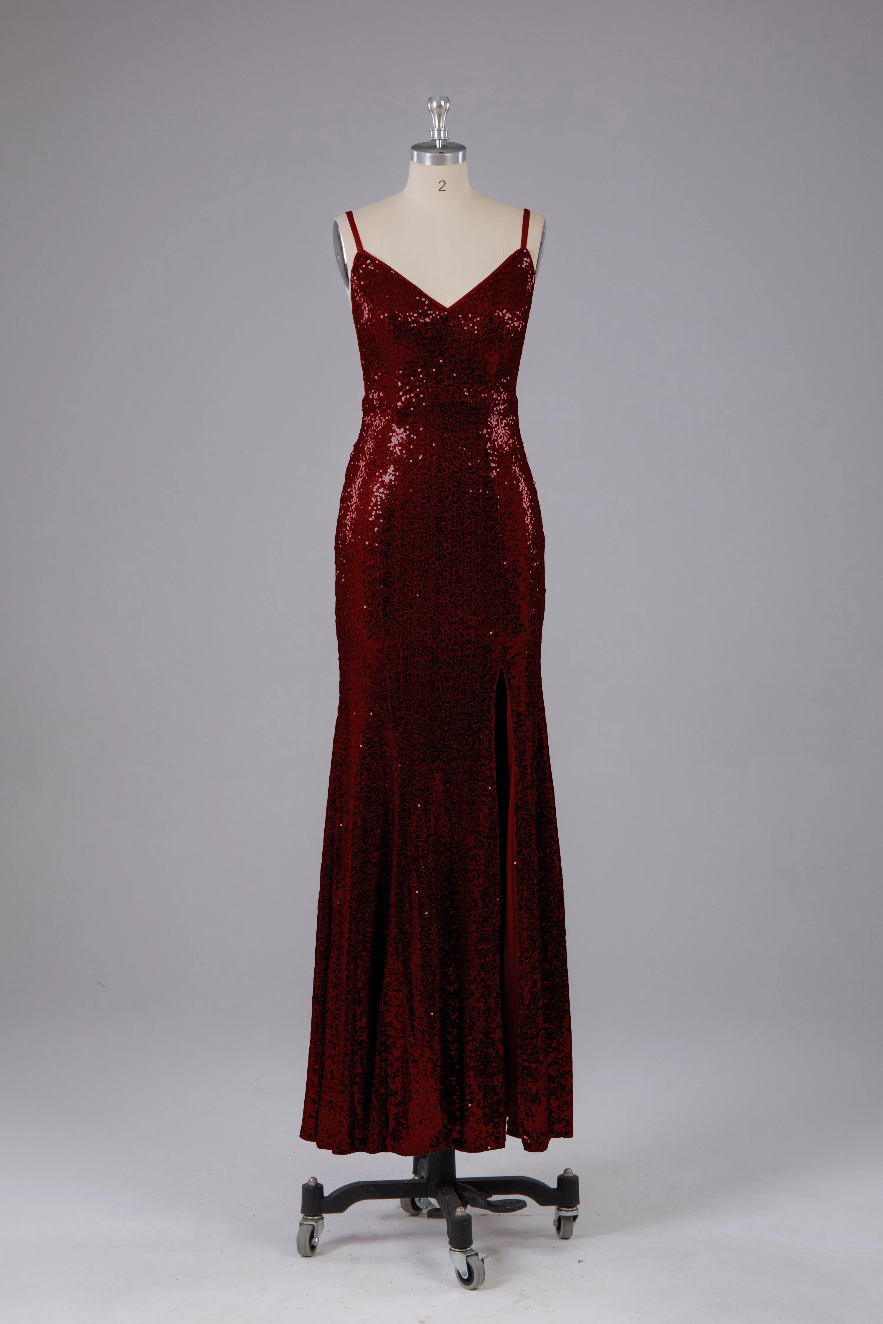 Mermaid Sequins Spaghetti Straps Long Bridesmaid Dress