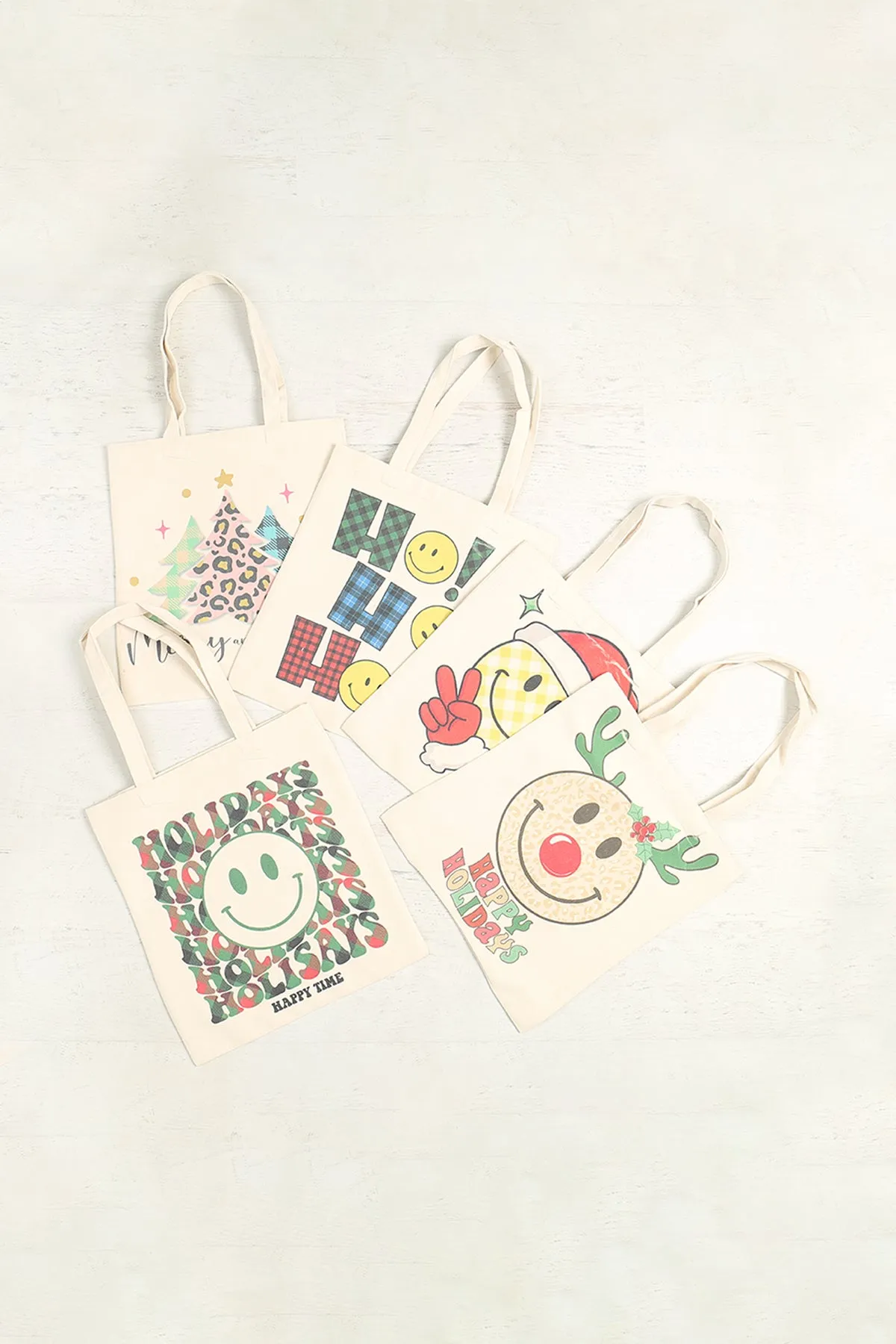 MERRY AND BRIGHT CHRISTMAS MINIMALIST PRINT TOTE BAG