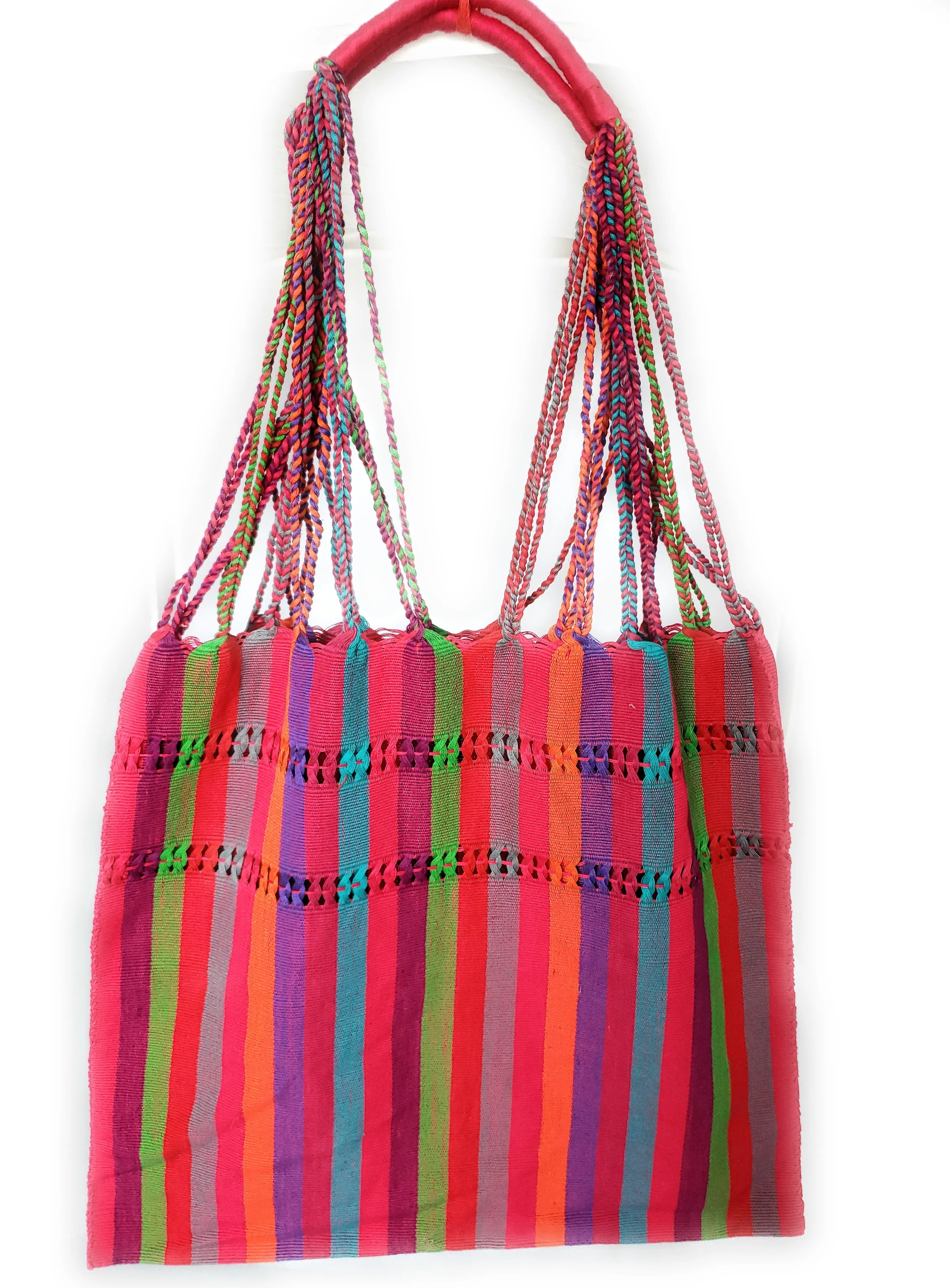 Mexican Striped Hammock Bag Woven Tote Chiapas Women's Handmade